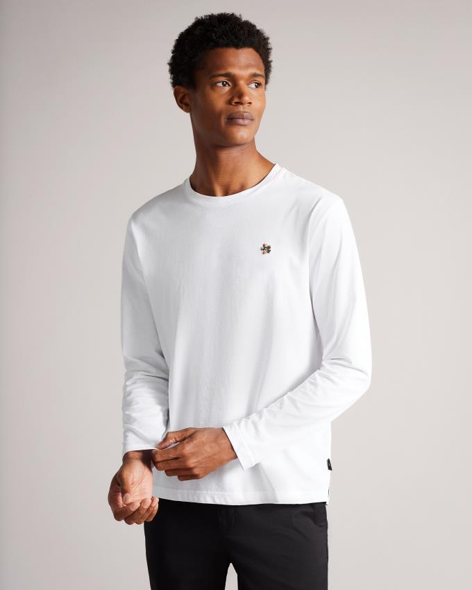 T-Shirt Ted Baker Long Sleeve Blanche Homme | PIM-88151014